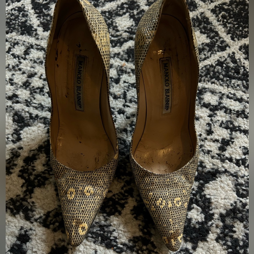 Tan Lizard Skin Manolo Blahnik Heels